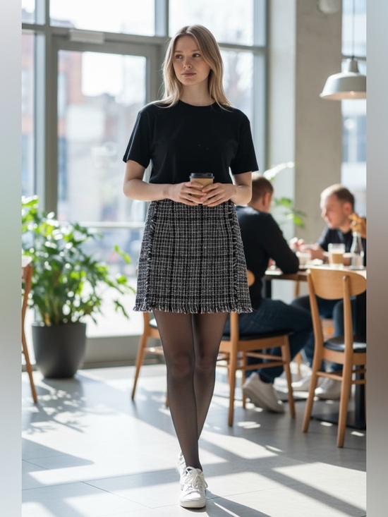 SHEIN Dresses & Skirts - 🎆🎇3for$9 Women’s SHEIN houndstooth mini skirt- L- black and white
